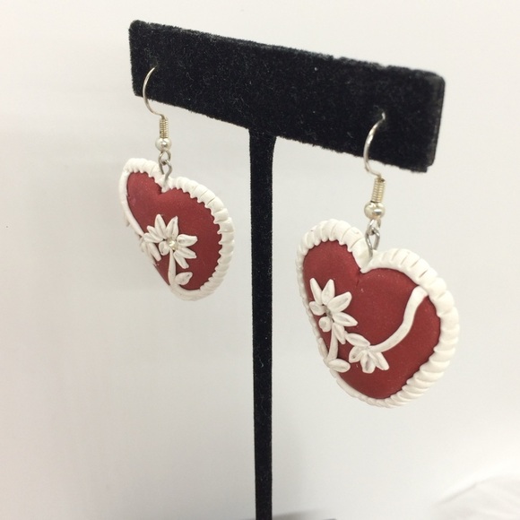 3/$30 VINTAGE CLAY HEART EARRINGS SILVER BEAR BROOCH PIN HALLMARK LOT VALENTINE - Picture 6 of 15